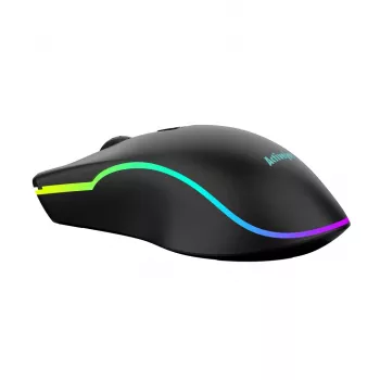 Vadu apsildāma spēļu pele ActiveJet AMY-W390 — ambidekstrāla, optiskā 2000 DPI, USB Type-A, 4 pogas, melna