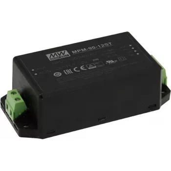 Tīkla adapteris / invertors MEAN WELL MPM-90-48ST 90 W, iekštelpām, 48 V ieeja 80–264 V, melns, 52×109×33.5 mm