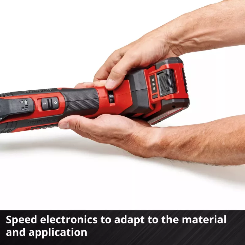 Einhell TP-MG 18 Li BL Solo Professional akumulatora daudzfunkciju instruments, 18 V, bezsuku, līdz 40 000 svārstību/min, bez akumulatora un lādētāja, ar piederumiem, sarkans/melns