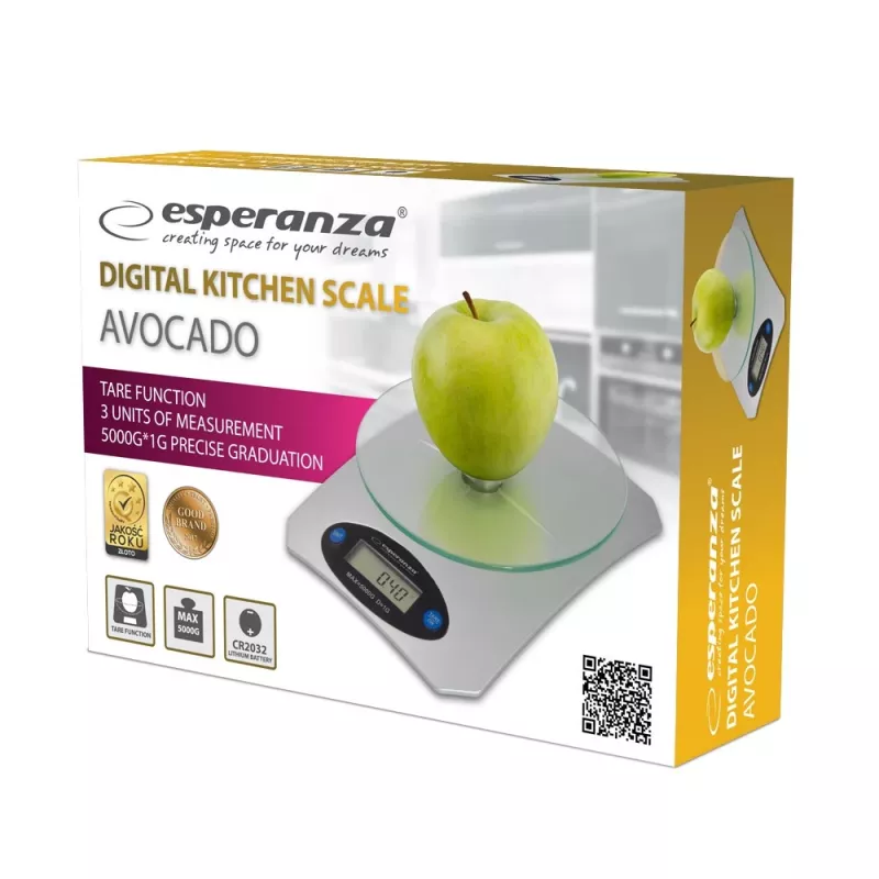 Virtuves svari ESPERANZA Avocado Grey — 5 kg, bambusa platforma, g/lb/oz