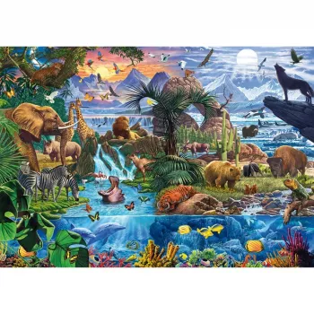 Puzle 1000 gabali, Schmidt Spiele Panorama of the Animal World, 58866