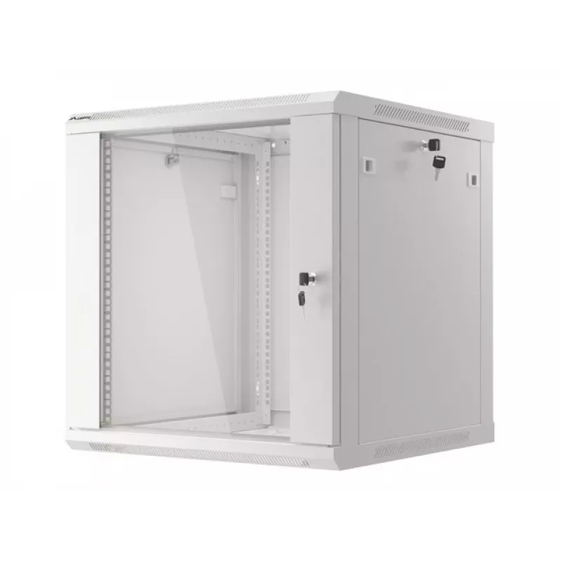 Lanberg sienas montāžas 19 inch 12U 600x600mm pelēks skapis ar stikla durvīm