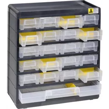 Uzglabāšanas kaste allit VarioPlus Basic model 458090, 300×335×135 mm, melna/dzeltena