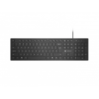 Vadu plāna multifunkcionālā tastatūra NATEC HERRING — melna, zema profila izkārtojums, multivides taustiņi