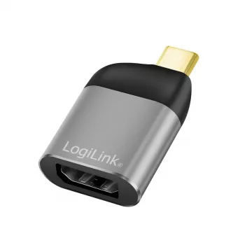 LogiLink CUA0204 USB-C uz DisplayPort dzimuma mainītājs, melns/pelēks