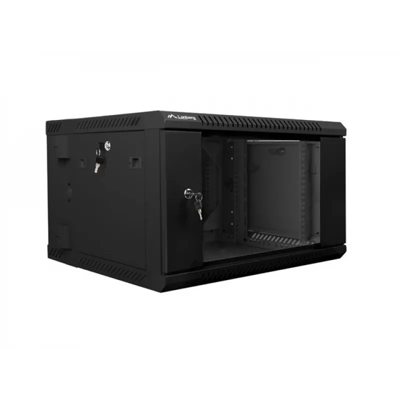 Sienas stiprinājuma skapis LANBERG WF02-6606-10B 6U 600x374.3x600 mm nerūsējošais tērauds melns