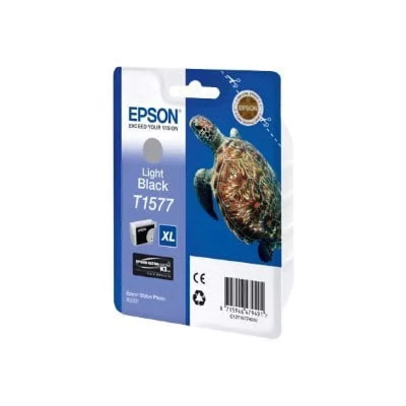 Epson Turtle T1577 Gaiši Melna, Augstas ietilpības (XL), Gaiši melna, Pigmenta tinte, 25.9 ml, 1 gab., 23000 lapas