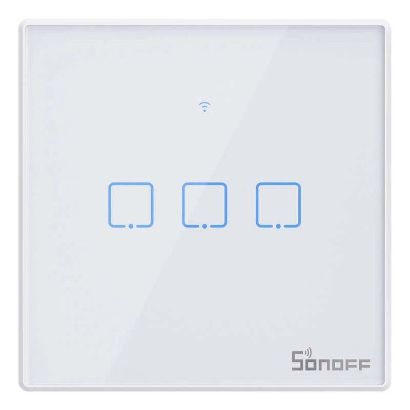 Sonoff T2 EU TX 3-kanālu viedais sienas slēdzis Wi‑Fi + RF 433