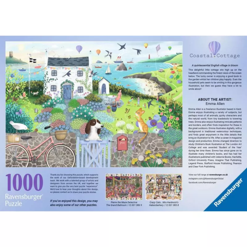 Puzle Ravensburger Coastal Cottage 1000 gab., 700 mm platums, 2 mm biezums