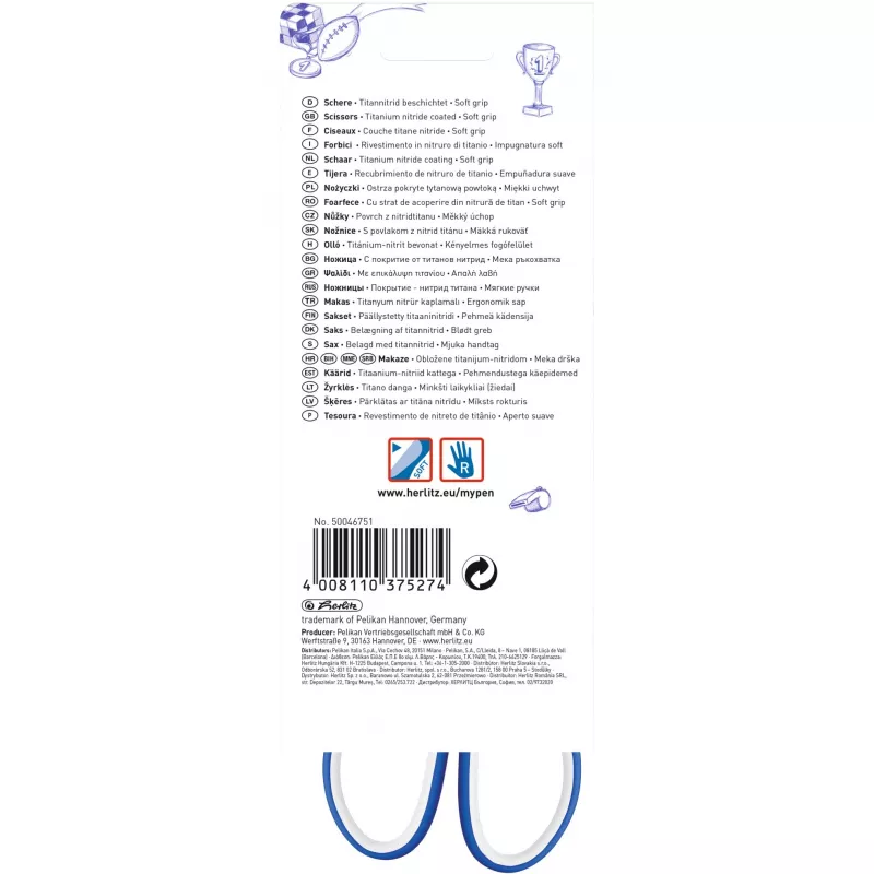 Pildspalva Herlitz my.pen Straight Cut zili balta