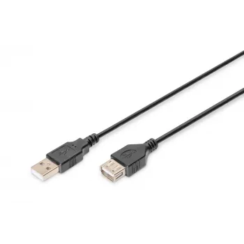 Digitus ASSMANN USB pagarinātājkabelis USB (S) uz USB (S) 1.8 m (USB 2.0) - Liets - Melns (AK-300200-018-S)