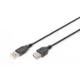 Digitus ASSMANN USB pagarinātājkabelis USB (S) uz USB (S) 1.8 m (USB 2.0) - Liets - Melns (AK-300200-018-S)