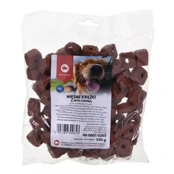 Suņu gardums MACED Meat Discs ar liellopu gaļu 500 g — papildu našķis, 12% olbaltumvielu, 8% tauku, 20% mitruma