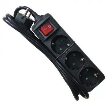 Pagarinātājs M-Cab POW0029 1,5m 3 AC kontaktligzdas Iekštelpām Melns