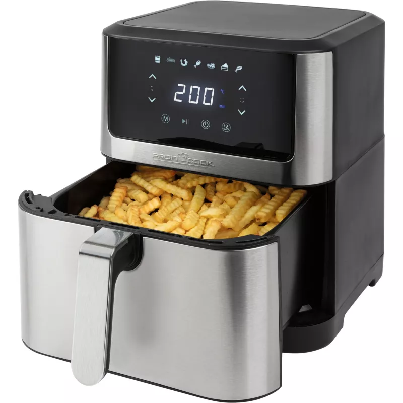 ProfiCook PC-FR 1269 H karstā gaisa friteris, 8 l, 1800 W, 80-200 °C, nerūsējošais tērauds/melns