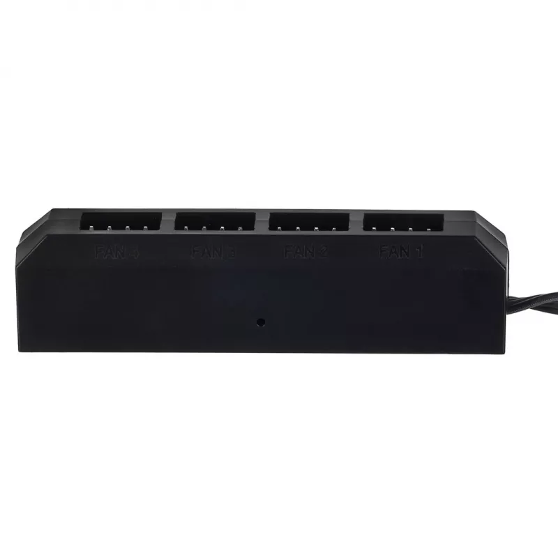 DeepCool FH-04 ventilatoru sadalītājs — 20-pin ATX uz 4× 3-pin Molex, 0,55 m kabelis, melns