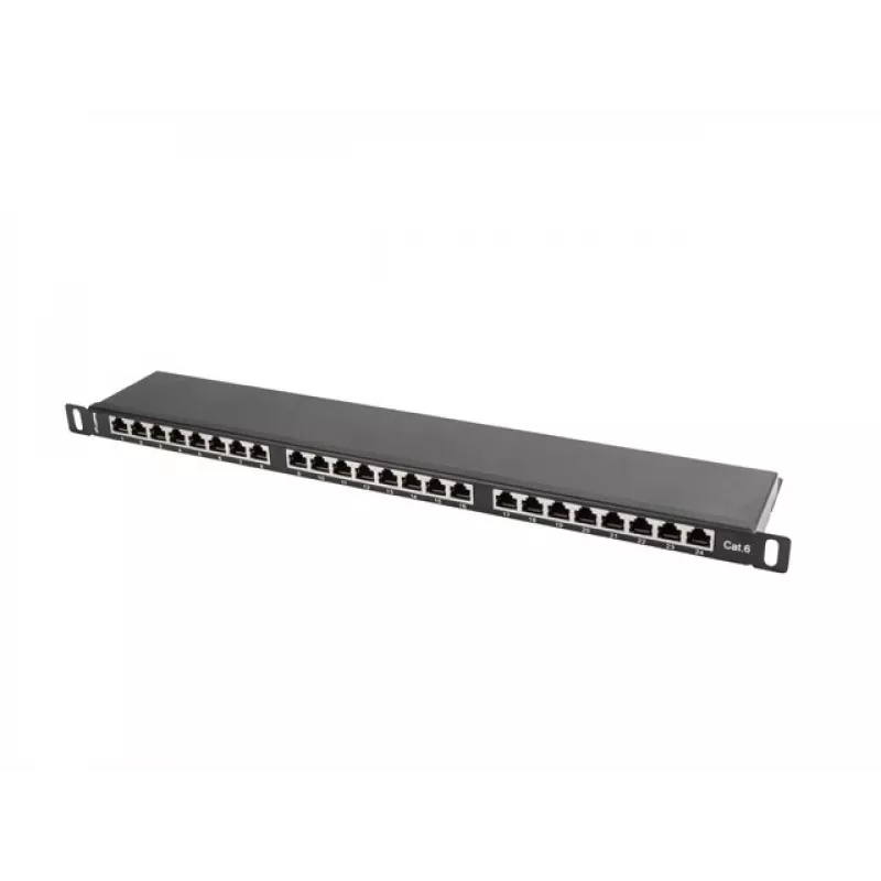Patch Panel Lanberg PPS6-0024-B, 24 porti, Cat6, ekranēts, 0.5U, 19 inch