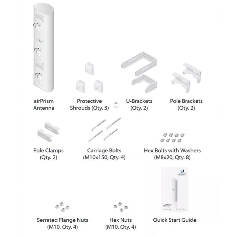 Ubiquiti AP-5AC-90-HD sektoru antena airPrism, 5GHz, 22dBi, 2x2 MIMO, 90° (3x 30°), Rocket 5AC-PRISM