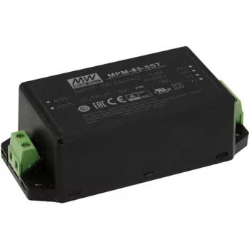 Barošanas bloks MEAN WELL MPM-65-24ST 65 W iekštelpām 24 V melns, ieeja 80–264 V, 2xMOPP, EN/UL 60601