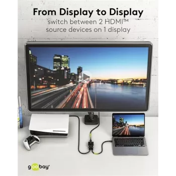 Goobay Manuālā HDMI™ pārslēgšanas kaste 2 uz 1 (4K @ 60 Hz) (58486)