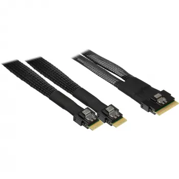 INTER-TECH kabelis SFF-8654-8i uz 2× SFF-8654-4i, 70 cm iekšējais sadalīšanas kabelis