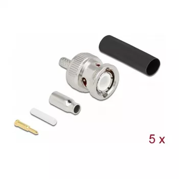BNC presējamais spraudnis DELOCK 90013 RG-174 / RG-316 ar termokameras uzmavu, vīrišķais BNC, 14.5×23.5×14.5 mm, iepakojumā 5 gab.