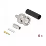 BNC presējamais spraudnis DELOCK 90013 RG-174 / RG-316 ar termokameras uzmavu, vīrišķais BNC, 14.5×23.5×14.5 mm, iepakojumā 5 gab.