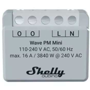 Shelly Qubino Wave PM Mini Grey viedais slēdzis ar jaudas mērīšanu, Z-Wave, 110–240V, 16A