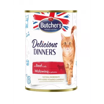 Butcher's Delicious Dinners mitrā barība suņiem 400 g – liellopu gaļa, bezgraudu, pieaugušiem