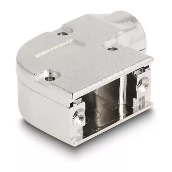 DELOCK D-Sub korpuss 9 kontaktu vīriešu/sieviešu ar metāla kronšteinu 90° leņķī, sudraba, 33×47×16 mm