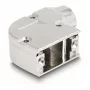DELOCK D-Sub korpuss 9 kontaktu vīriešu/sieviešu ar metāla kronšteinu 90° leņķī, sudraba, 33×47×16 mm
