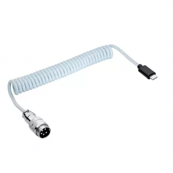 Akyga AK-USB-49 spirālveida Aviator USB-C – USB-C kabelis ar GX16 savienotāju, USB 2.0, 3 m, balts
