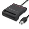 ID kartes skeneris QOLTEC Smart chip ID card scanner — USB, melns, 84.5×65×16 mm, 63 g