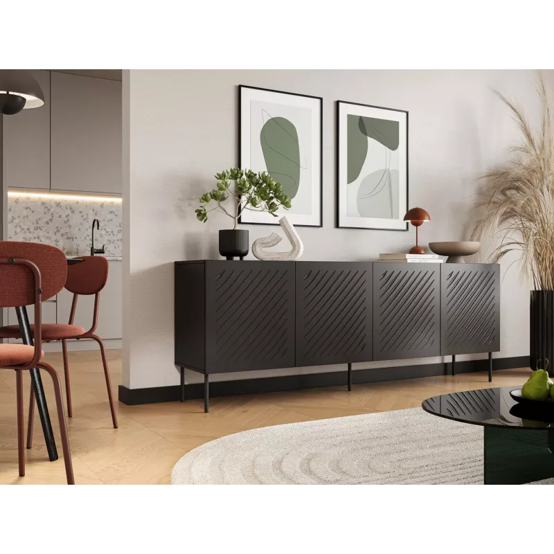SIENA kumode 200x40x75 matēts melns