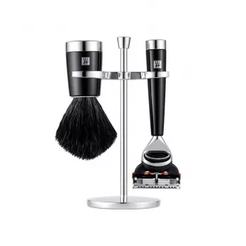 ZWILLING CLASSIC 3-daļīgs skūšanās komplekts ar rokas skuvekli, otu un turētāju - melns