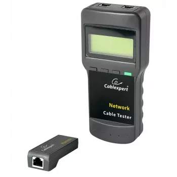 Tīkla kabeļa testeris GEMBIRD NCT-31 — nepārtrauktības testeris ar LCD, RJ-11/RJ-12/RJ-45 atbalstu, melns