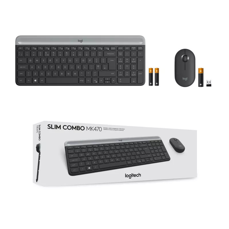 Bezvadu tastatūras un peles komplekts Logitech MK470 Slim Combo, grafīts