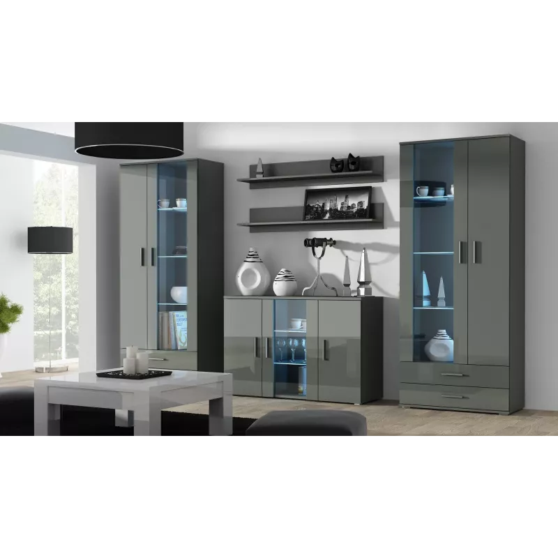 Cama Kumode 120 cm SOHO S7 pelēks/pelēks glancēts