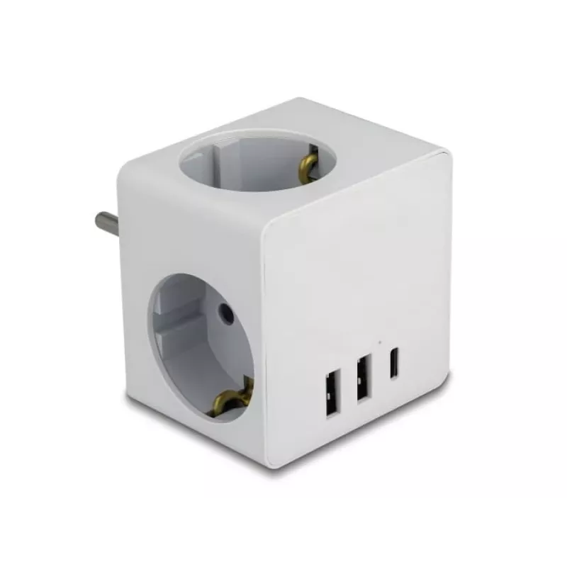 DeLOCK 11496 Strāvas adapteris ar 2 USB portiem, 5V 2.4A 3A, F tipa kontaktdakša