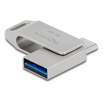 USB zibatmiņa DeLOCK 64GB USB-C Type-A grozāms metāla korpuss