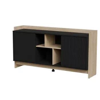Cama PORTO 2D kumode 150x38x77 ozols/melns