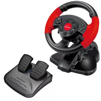 Stūre ESPERANZA EG103 spēļu kontrolieris — PC/PS2/PS3, 13 pogas, vibrācija, akselerometrs, melns/sarkans