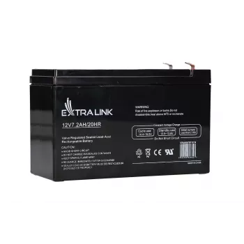 Akumulators UPS Extralink AGM 12V 7.2Ah (7Ah) Slēgts svina-skābes VRLA, bezapkopes, melns