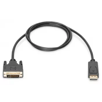 Digitus DisplayPort kabelis – DisplayPort (vīriņš) uz DVI-D (vīriņš) – 5,0 m (DisplayPort 1.2) – Lieta forma, spārnskrūves – Melns (AK-340301-050-S)