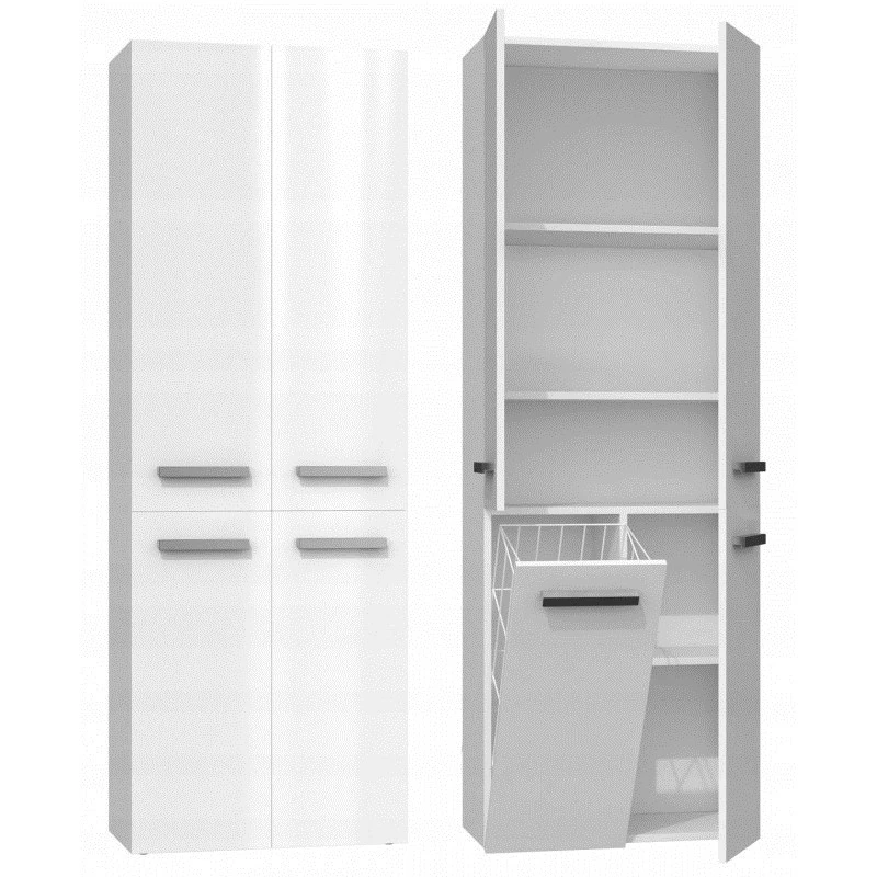 Topeshop NEL 1K DD baltā spīduma vannas istabas skapis White
