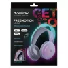 Defender FreeMotion B651 63651 bezvadu austiņas, uzliekamas uz ausīm, Bluetooth 5.3, RGB fona apgaismojums, 20–20000 Hz, 105 dB, USB-C, AUX, baltā krāsā