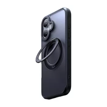 Aizsargmaciņa McDodo PC-4931 ar MagSafe un statīvu iPhone 16 Plus — melna