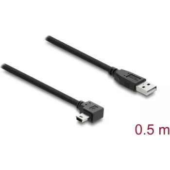 USB A uz Mini-USB B kabelis DELOCK 81650 — USB 2.0, 2 m, melns