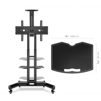 Plaukts izkārtņu displejam ONKRON APT1551-B, ABS un tērauds, 460×320×20 mm, melns