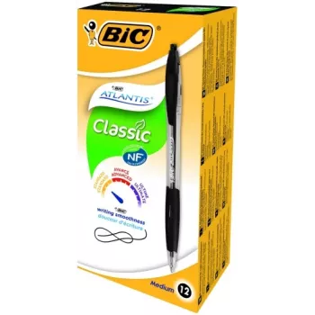 BIC lodīšu pildspalvas ATLANTIS REFRSH 1.0 mm melna, Kastīte 12 gab. 136717